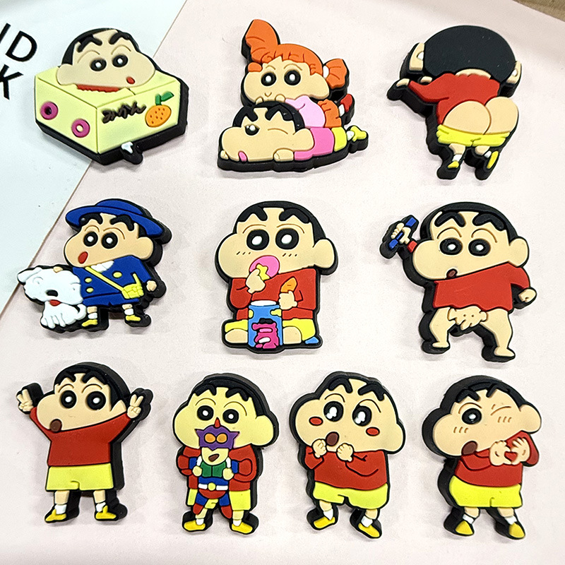 蜡笔小新卡通软胶贴片手工diy配件手机壳发夹洞洞拖鞋凉鞋杯子贴