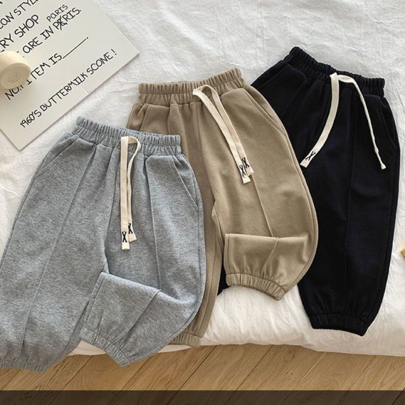versatile lace-up line baby pants elastic waist tie-tie casual pants sports pants trousers trendy