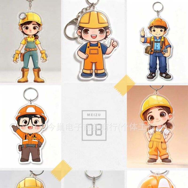 Safety in the Workplace Cute Acrylic Keychain for Men and Women, Backpack Pendant