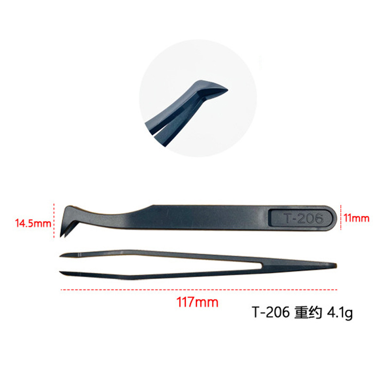 Pinzas antiestáticas fibra de carbono de plástico duro clip industrial DIY belleza manicura de precisión de extracción de componentes electrónicos