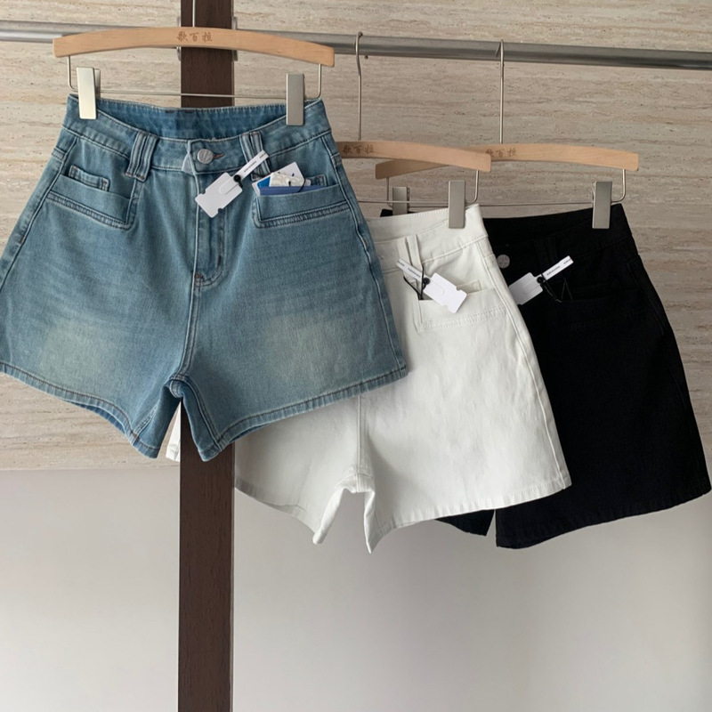 Flagship Item~ Four-Way Stretch Denim Shorts for Women, Summer High-Waisted Slimming A-Line Hot Pants, Fashionable and Versatile Flagship Item~ Four-Way Stretch Denim Shorts for Women, Summer High-Waisted Slimming A-Line Hot Pants, Fashionable and Versatile