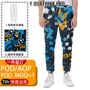 3D printing new pants POD a minimum order men's American to map printing cross-border foreign trade European and American codes