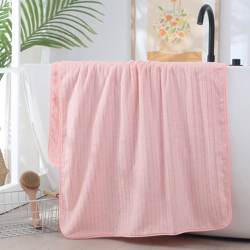 Toalla de baño absorbente extra grande casa de baños para adultos Toalla grande a rayas suave y cómoda Toalla de playa multicolor de terciopelo coral
