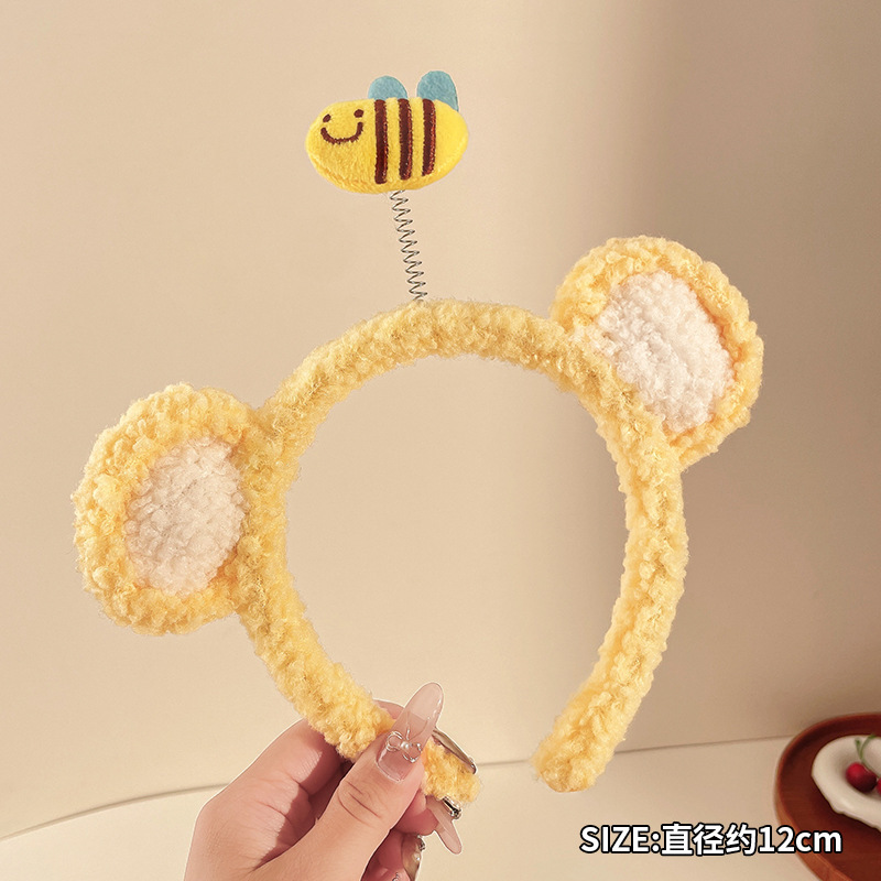 Otoño y invierno peluche bandeja de cabello lavado de la cara aplicación máscara especial de prensado bandeja de cabello paquete de cabello pato amarillo dibujos animados toque de cabello agujero de cabello