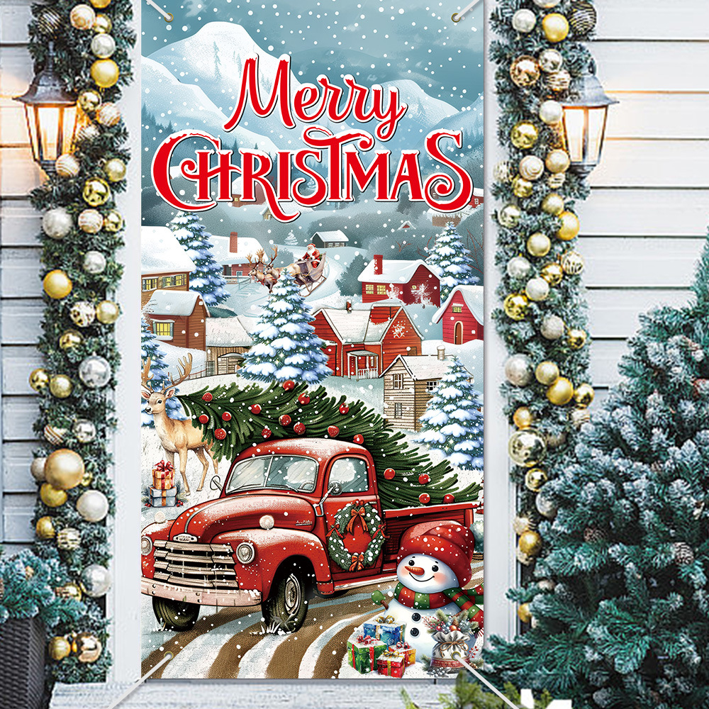 Amazon Navidad cortina de decoración fiesta de Navidad puerta colgante decoración de fondo diseño colgante puerta colgante bandera de la puerta
