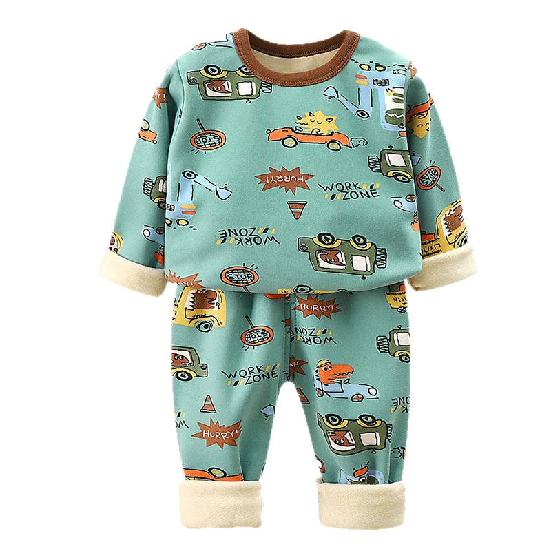 Demi-season children's fleece autumn set, long-sleeve, warm thermal underwear for men and women