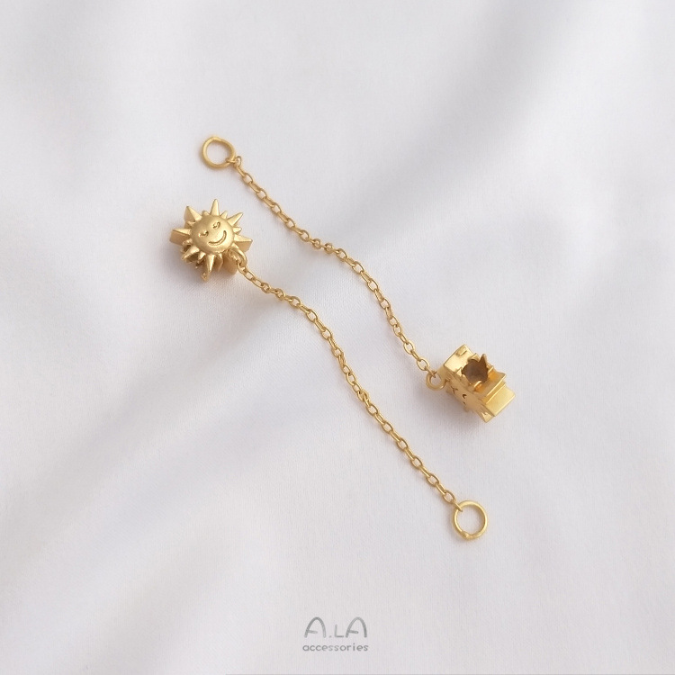 Color Preservation 14K Pack Gold Moon Sun Big Hole Bead Hanging Chain DIY Beaded Bracelet Beaded Fashion Jewelry Shagang Accessories