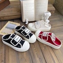 魔术贴板鞋女2023新款休闲小众饼干鞋子女鞋春夏厚底懒人帆布鞋子