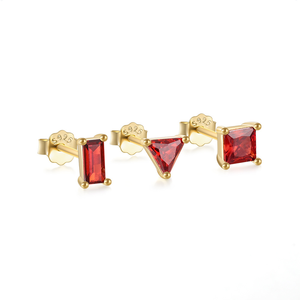 3g Weight Zircon Inlay Material Ear Studs Classification 3 Pieces Set Quantity Daily Occasion 925 Sterling Silver Material Geometric Pattern Women's Gender Plating, Inlay Design Simple Style Style 3 Pieces Set 925 Sterling Silver Zircon Geometric Ear Studs 40