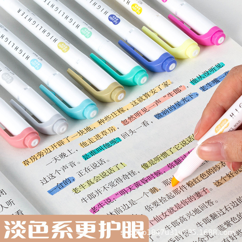 高い顔の値の清新な蛍光の手のペンの双頭の蛍光のペンの学生は絵画で重点のマーカーのペンをつけて文房具を卸売りします。|undefined
