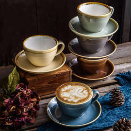 BX62咖啡杯套装拉花拿铁陶瓷意式复古杯碟杯子家用下午茶