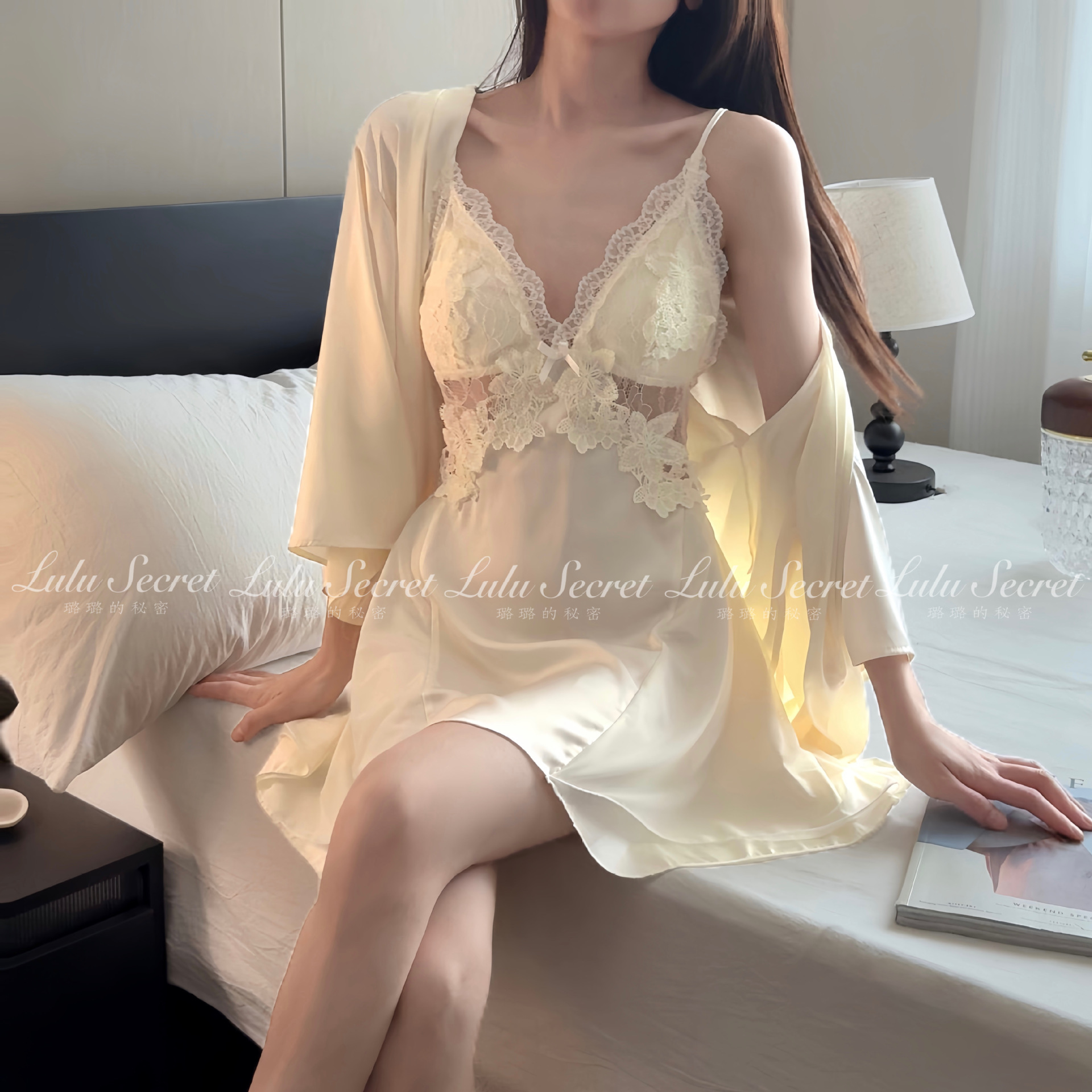 Solid Color Sexy Pajamas for Women, Ice Silk with Chest Pad, Suspender Nightgown with Chest Pad, Sexy Pajamas, Pure Desire Backless Skirt