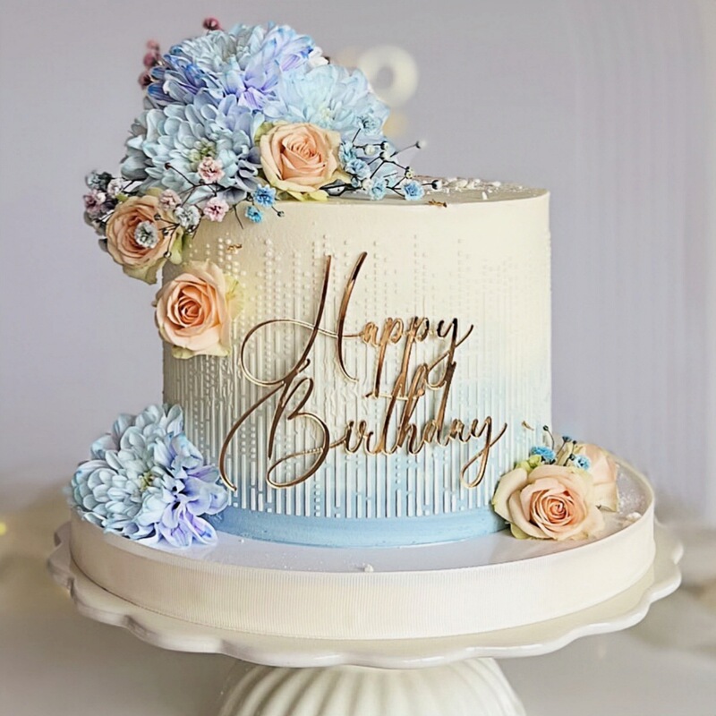 跨境ins风生日快乐亚克力蛋糕侧面装饰生日快乐蛋糕装饰派对用品|undefined
