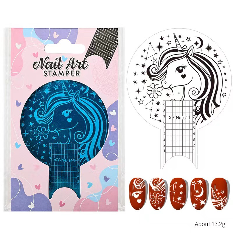 Nuevo producto transfronterizo plantilla de impresión de uñas película azul bricolaje redondo multifuncional impresión de uñas esmalte de uñas placa de acero pintada