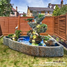 戶外大型假山流水花園庭院魚池噴泉水循環辦公室酒店室內水麥太保