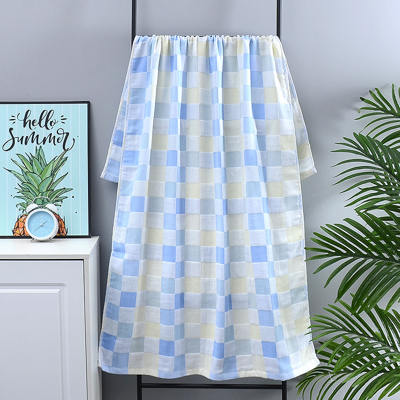70*140cm baby double-layer gauze checkered bath towel 50*100 cotton soft and comfortable children's bath towel 60*120cm