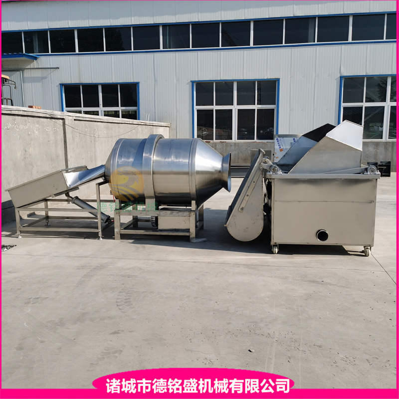 横轴搅拌变频 炸虎皮凤爪设备 翻筐出料的虎皮凤爪油炸机