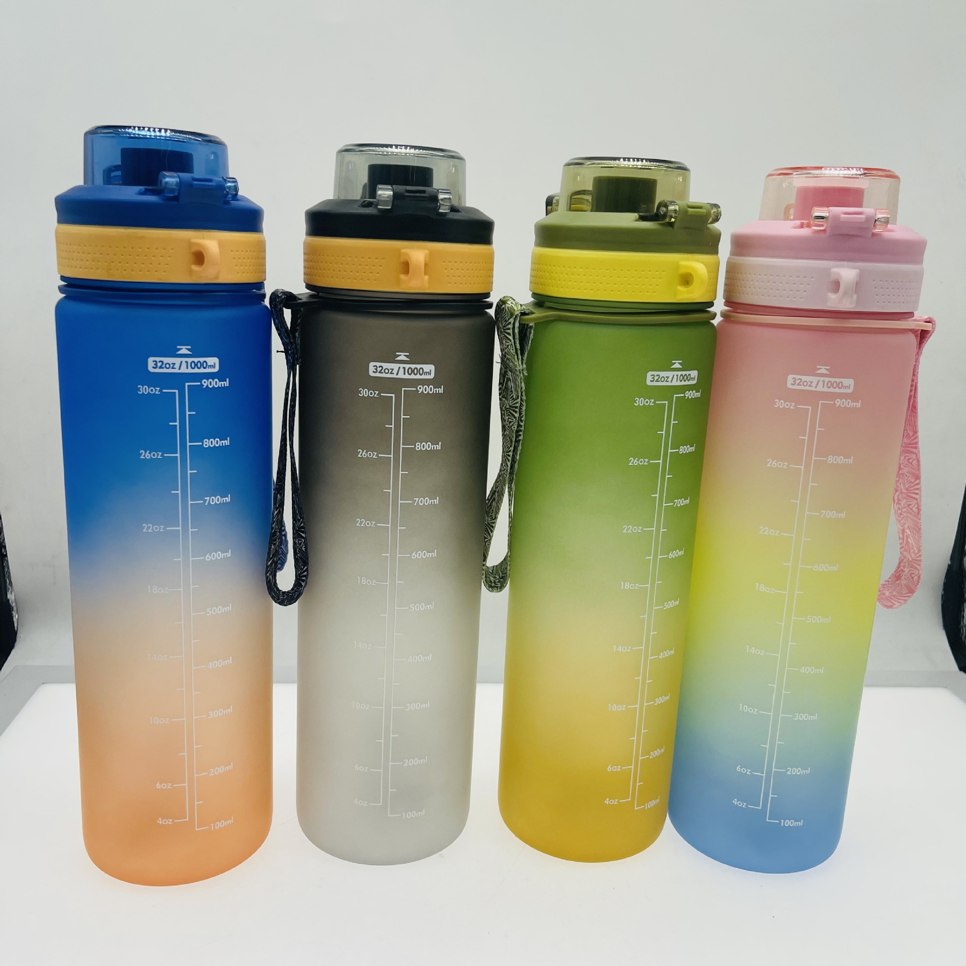 Gradiente esmerilado taza 2310 verano nueva taza de plástico 1000ml rebote deportes hervidor mujer fitness al aire libre