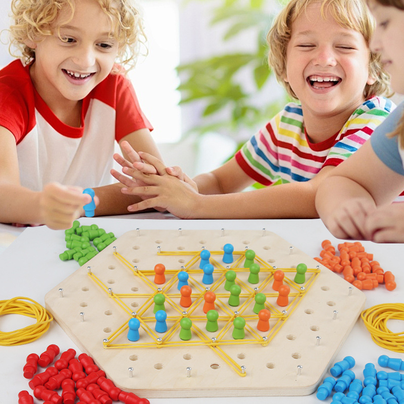 Ajedrez de cadena geométrica Puzzle transfronterizo Ajedrez de mesa Juegos de mesa Entrenamiento de banda de goma Ejercicios interactivos Juguetes de pensamiento image 3