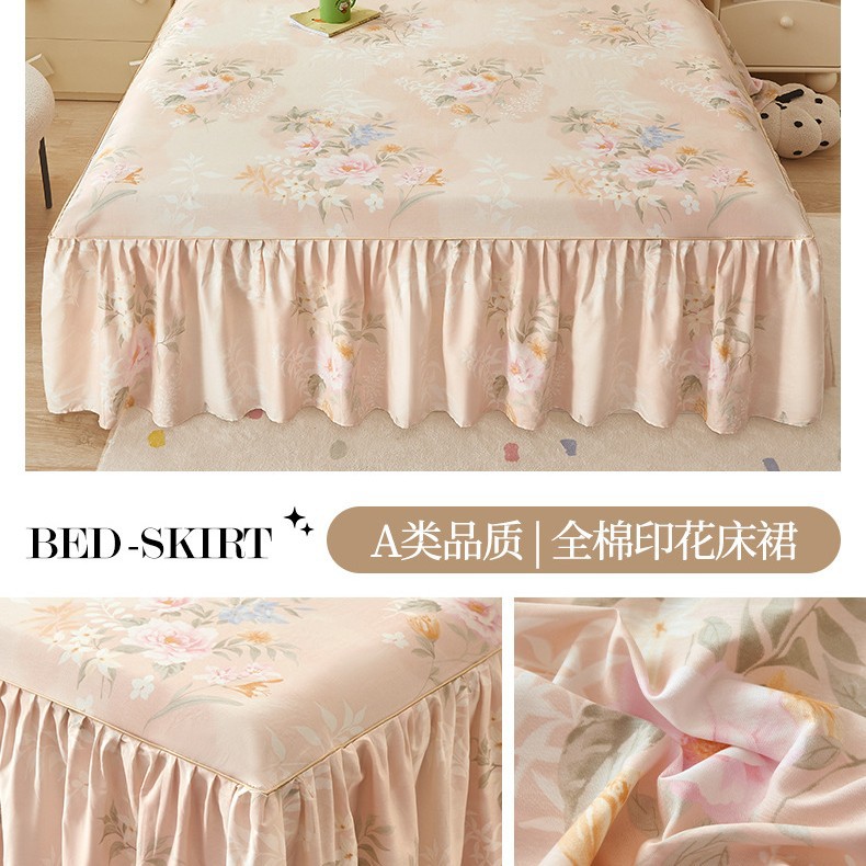 2025 nueva falda de cama de algodón de una sola pieza 2025 nueva funda de cama de algodón individual universal de cuatro estaciones con falda