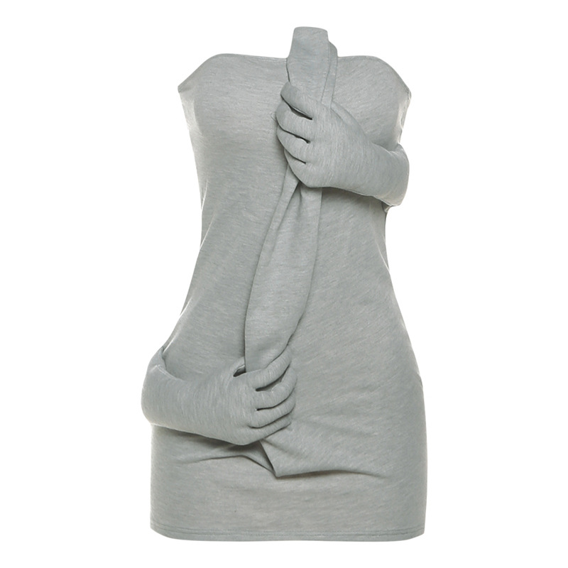 Bodycon Strapless Dress Solid Color Slim Fit Backless Design Perfect for Autumn and Winter Events Wholesale