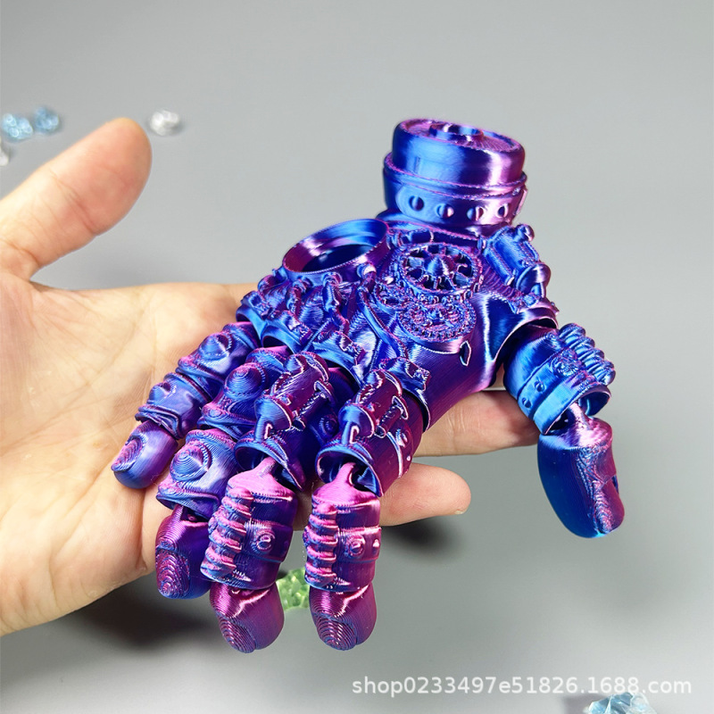 跨境3d打印多关节可动机械手掌创意手办摆件拼装模型玩具3d夜光龙|undefined