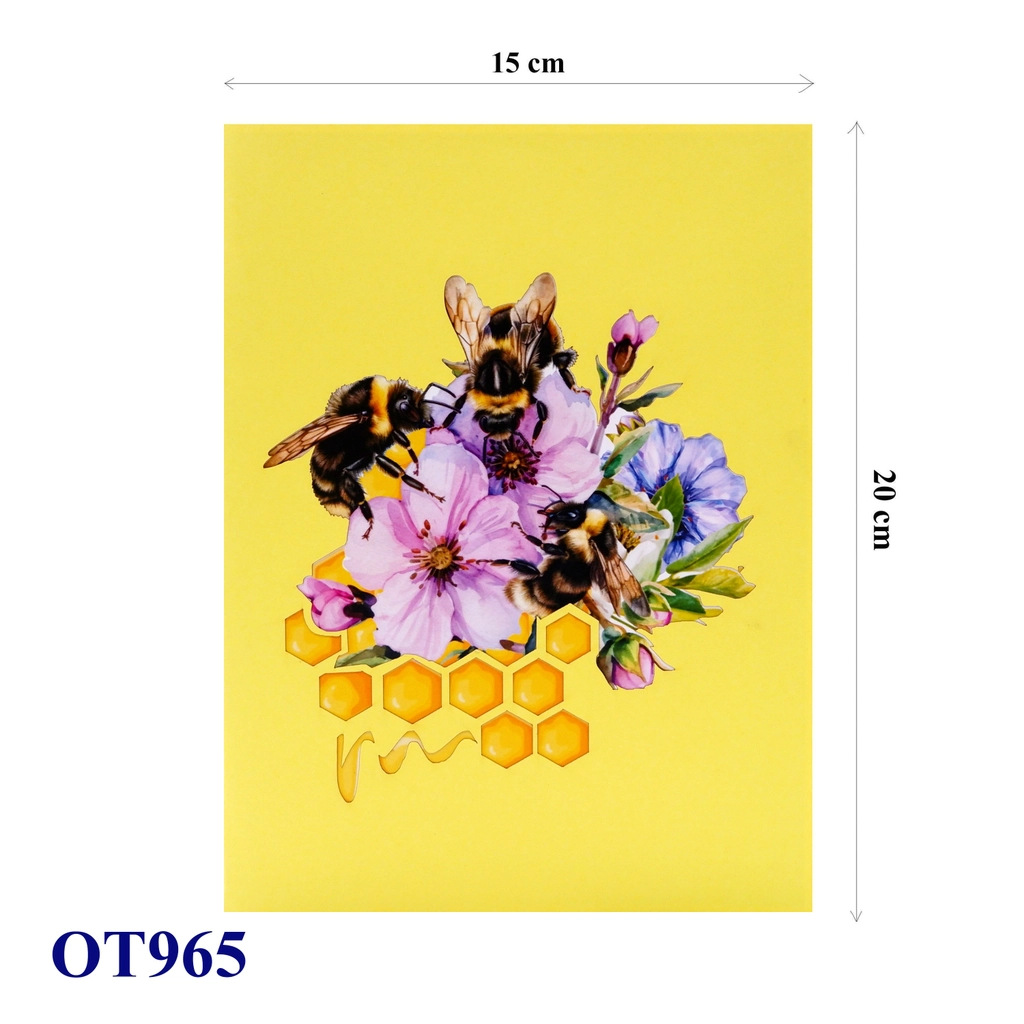 3D estereoscópico abeja panal tarjeta de felicitación de cumpleaños creativa con sobre regalo transfronterizo de alta calidad Navidad