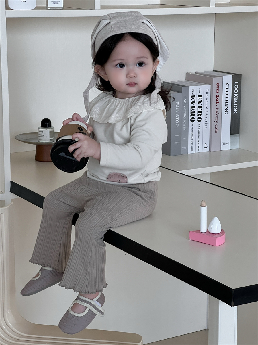 Ropa de otoño infantil coreana ropa infantil camisa de muñeca de niña ropa de caña de dos piezas de bebé de otoño