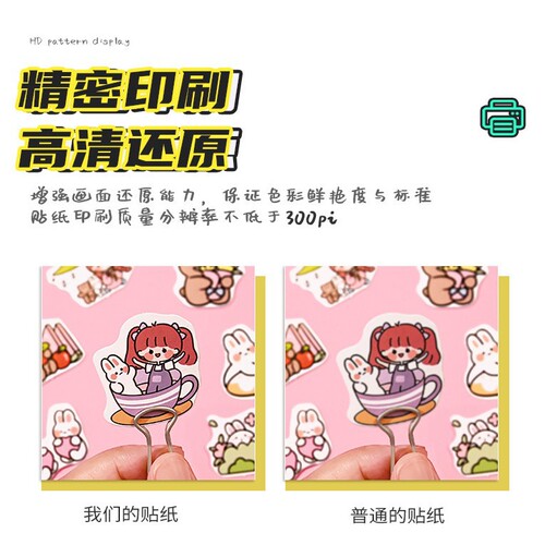 50 pink stickers with cute expressions for suitcases, notebooks, cups, children's cartoon waterproof stickers wholesale