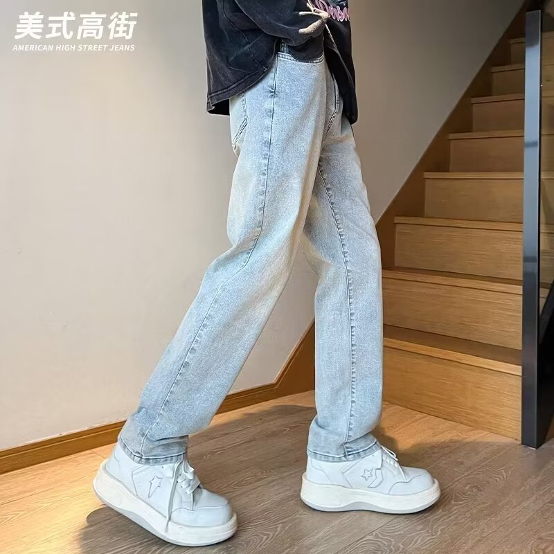 Estilo de Hong Kong hombres de moda verano nuevo estilo 2024 personalidad alfabeto jeans hip-hop ins marea calle alta tendencia pantalones guapos