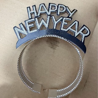定制新年快乐铝箔纸发箍源头工厂定制跨年聚会拍照头饰可定制logo