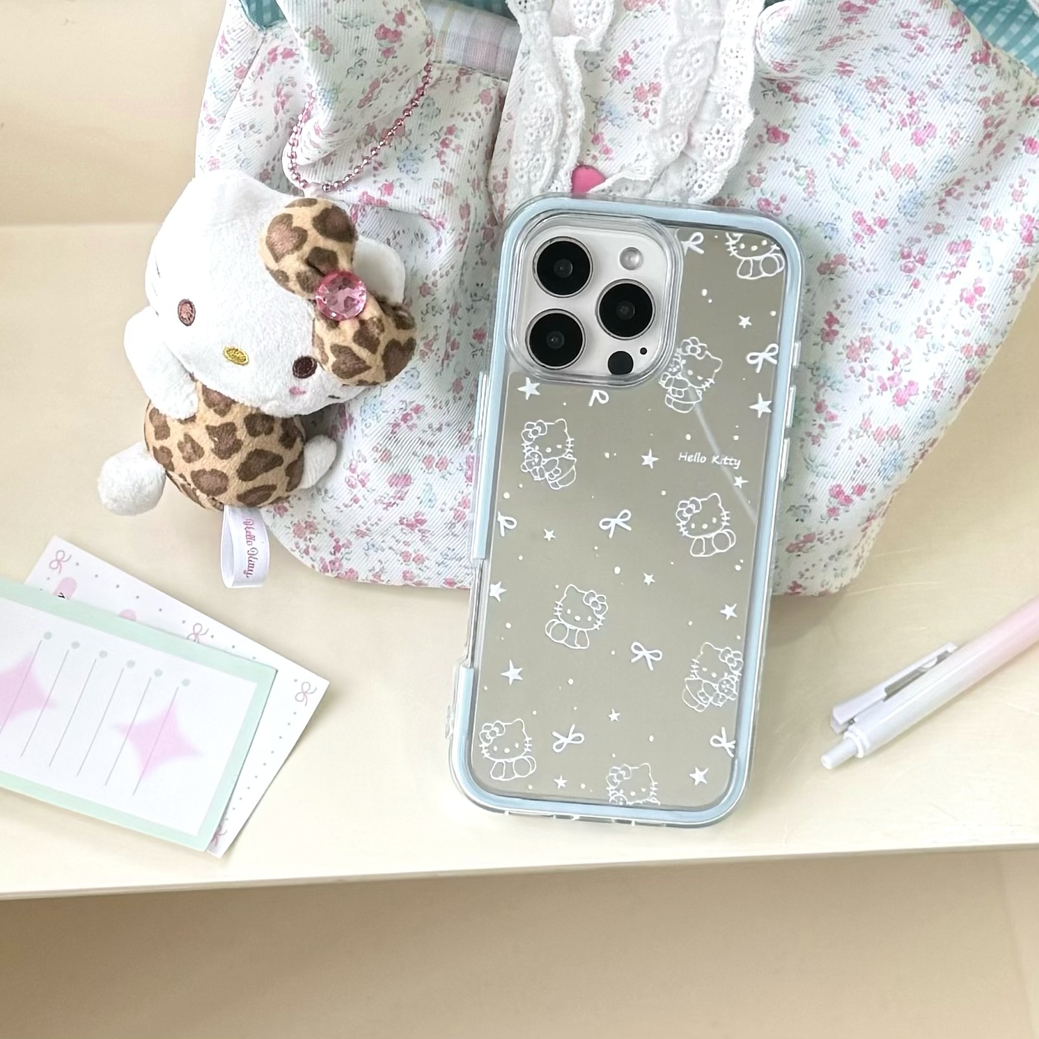 Línea de espejo simple arco KT gato para Apple 16ProMax dos en uno 15/14 funda para teléfono móvil 15Pro