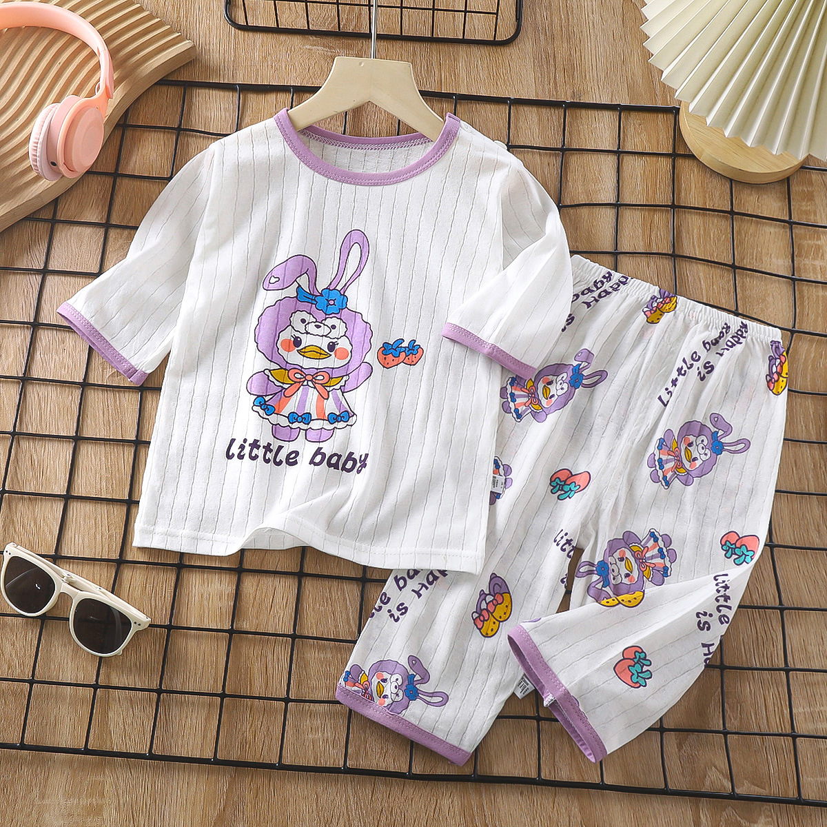 [Distribución automática exclusiva] pijamas de bebé para niños traje Algodón puro aire acondicionado ropa y niñas clase A manga larga