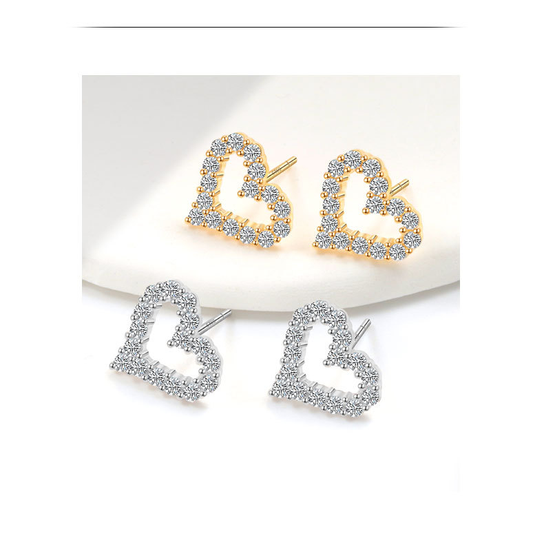 1 Par Plata De Ley 925 925 De Plata De Ley Forma De Corazón Pendientes display picture 3