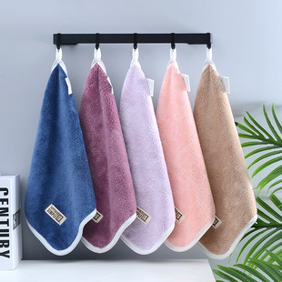 Coral Fleece Square Towel Hanging Edge Plain Small Towel Baby Children Universal Spit Towel Wipe Handkerchief