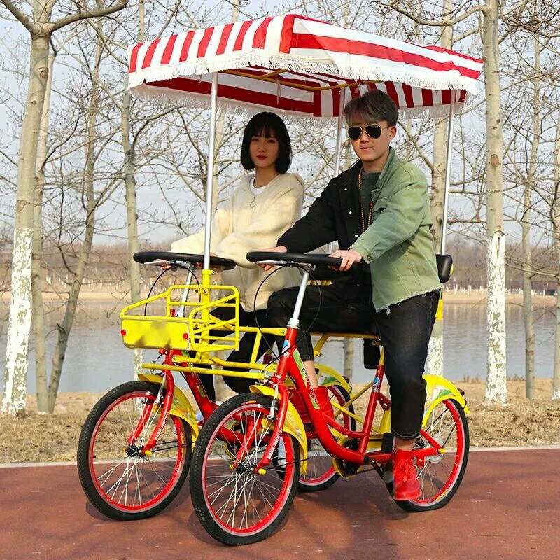 Велосипед- tandem, двойная коляска на четырех колесах, для любимого