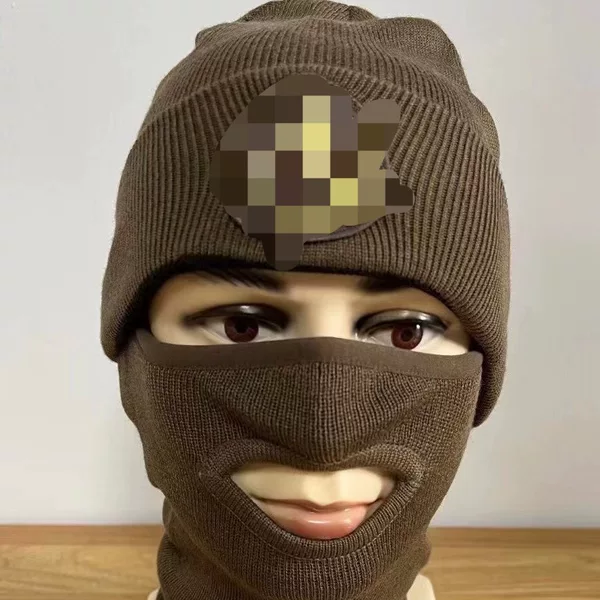Autumn and winter double-sided cold mask hat suit brown olive green two sides can wear border patrol hat mask