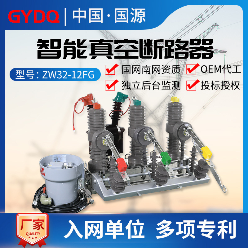 国源10KV高压真空断路器ZW32-12FG智能带隔离看门狗户外柱上开关