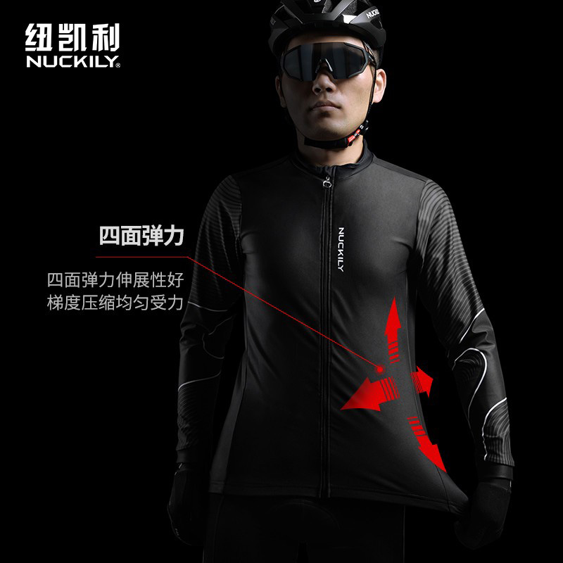 NUCKILY autumn and winter cycling suit long sleeve suit bicycle suit men's fleece cold warm team modification