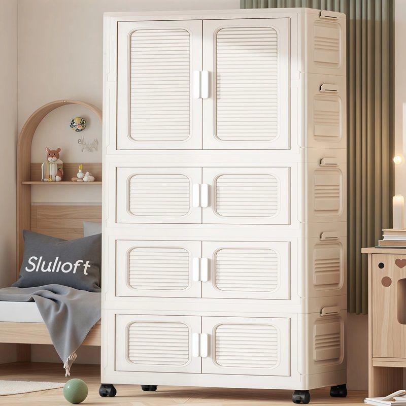 85CM wide thickened children's wardrobe baby storage cabinet plastic…