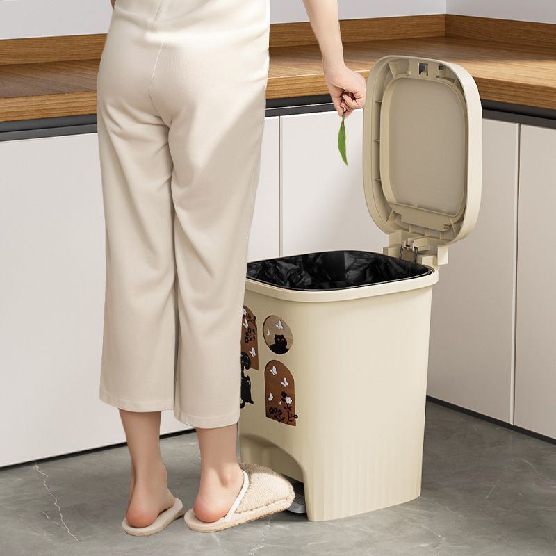 Large Capacity Pedal Trash Can for Home Use, Press Open, Double Opening, Ins Style, Cute, Sealed, Odor-Proof, Kitchen-Specific