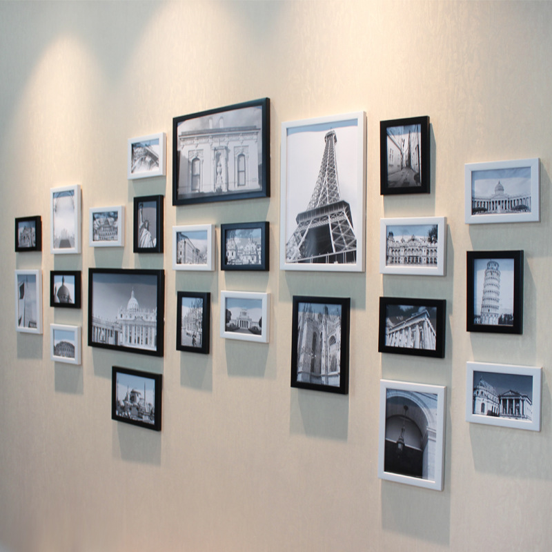 Living room bedroom photo wall large Wall photo frame wall Mediterranean retro photo wall 24 frame wall photo frame