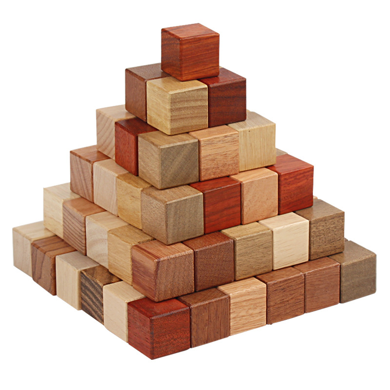 Bloque de construcción de granos cubo de granos de granos de educación temprana para niños Monti Cuadrado Aprendizaje de ayudas didácticas montado modelado bloque de construcción de madera múltiple