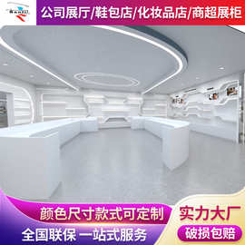 定制化妆品展厅烤漆带灯展示柜奖牌杯陈列柜设计定制科技感产品柜