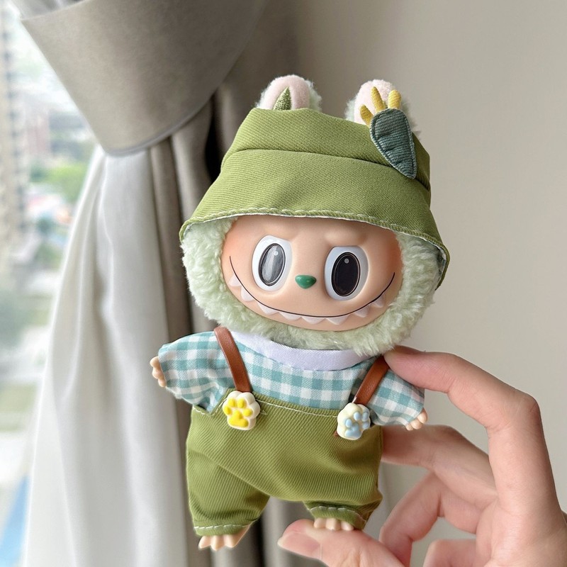 第一世代と第二世代のラブドール服グリーンオーバーオール漁師帽子ラブブ座りパーティーチェック柄スーツ卸売|undefined