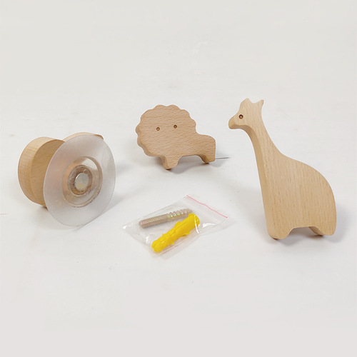Fun animal solid wood hooks creative wooden seamless adhesive hooks coat hooks behind door hooks beech wood coat hooks manufacturer