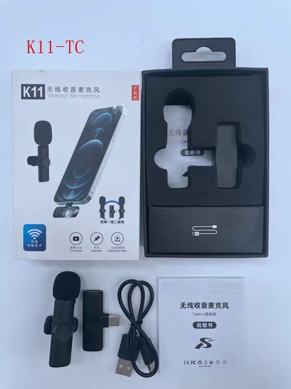 ワイヤレスラベリアマイク K8K9K35 1 対 2 マイク携帯電話ライブ録音ラジオインテリジェントノイズリダクションマイク|undefined