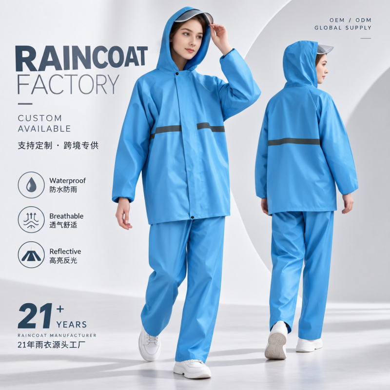 Split-Type Raincoat and Rain Pants Set for Men and Women, Adult Heavy Rain Protection, Suitable for Electric Bike Riders, Delivery Riders, and Motorcycle Riders Split-Type Raincoat and Rain Pants Set for Men and Women, Adult Heavy Rain Protection, Suitable for Electric Bike Riders, Delivery Riders, and Motorcycle Riders