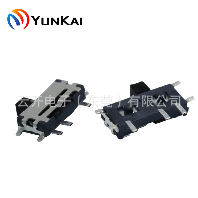 7脚2档 卧式贴片小拨动开关 带横凹槽迷你推动开关 滑动开关