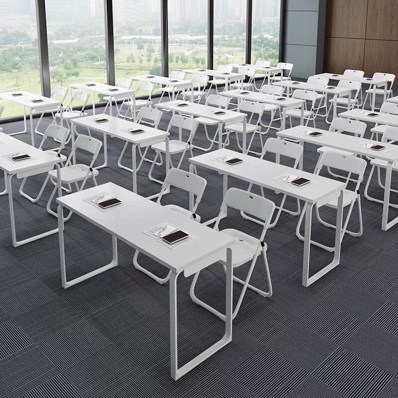 Training table and chair set, educational institution classroom, double desk and chair, modular design, simple conference room desk Training table and chair set, educational institution classroom, double desk and chair, modular design, simple conference room desk
